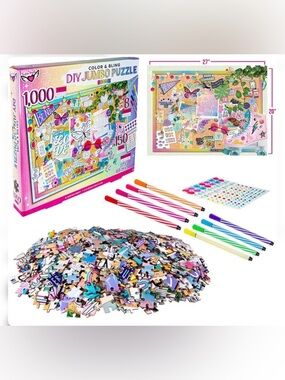 Fashion Angels Color & Bling DIY Jumbo Puzzle Design Kit 1000 Pcs Gems & Markers